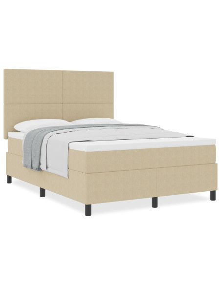 Letto Box Spring con Materasso Verde Chiaro Grigio 140x200 cm Tessuto in Corduroy