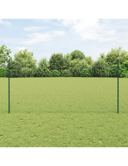 Pali per Recinzione  11 pcs U-Channel Verde 120 cm Acciaio, Recinzione Esagonale  Verde 1,2x50 m Acciaio