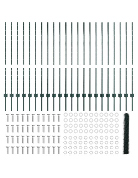 Pali per Recinzione  11 pcs U-Channel Verde 120 cm Acciaio, Recinzione Esagonale  Verde 1,2x50 m Acciaio