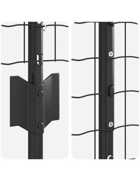 Recinzione con Posto Grigio 1,4 x 10 m Acciaio e PVC