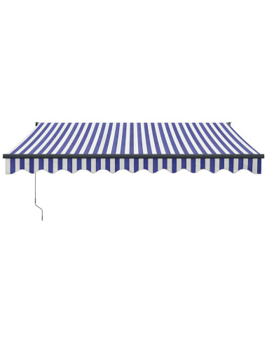 Tenda Sole Retrattile Blu e Bianca 3x2,5 m Tessuto e Alluminio