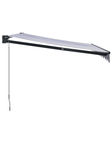 Tenda Sole Retrattile Blu e Bianca 3x2,5 m Tessuto e Alluminio