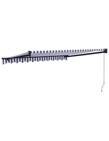 Tenda Sole Retrattile Blu e Bianca 3x2,5 m Tessuto e Alluminio