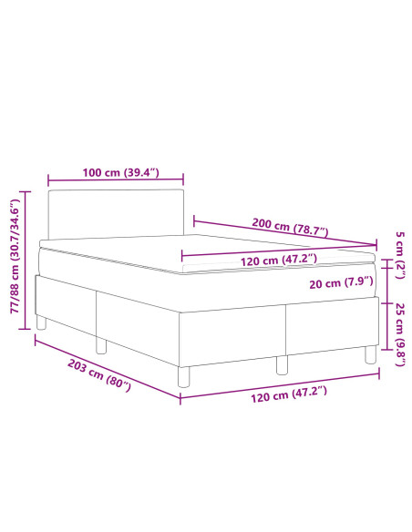 Letto a Molle  con Materasso Panna 120x200 cm Tessuto Corduroy