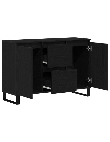 Credenza Nero Rovere 104x35x70 cm Legno Ingegnerizzato