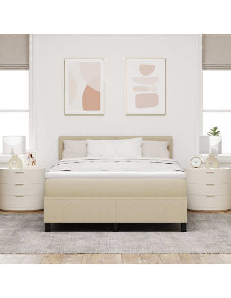Letto a Rete  con Materasso e Luce LED Verde Grigio 160x200 cm Tessuto a Coste
