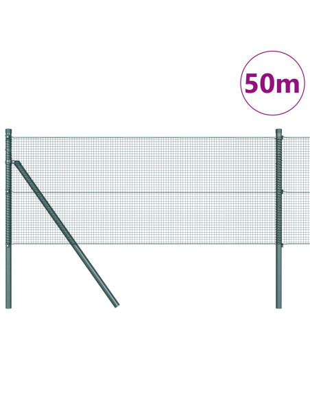 Recinzione in Filo Saldato  con 13 Post Verde 0.5x50 m Acciaio