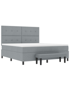 Letto a molle con materasso Grigio chiaro 180 x 200 cm Tessuto 2