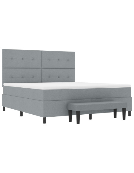 Letto a Box Spring  con Materasso e Panchina Grigio Chiaro 180x200 cm Tessuto