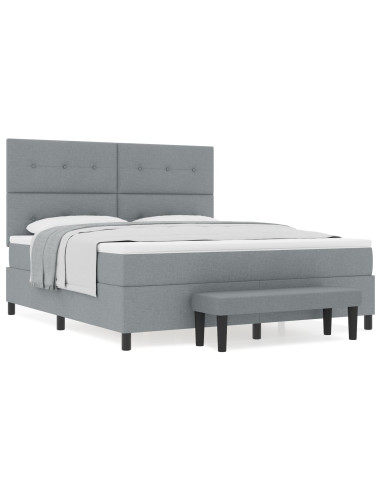 Letto a molle con materasso Grigio chiaro 180 x 200 cm Tessuto