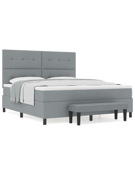 Letto a Box Spring  con Materasso e Panchina Grigio Chiaro 180x200 cm Tessuto
