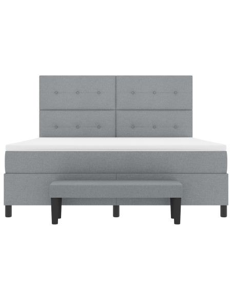 Letto a Box Spring  con Materasso e Panchina Grigio Chiaro 180x200 cm Tessuto