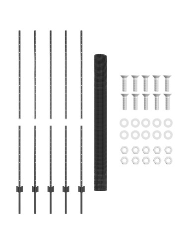 Recinzione con Posto Grigio 1,6 x 10 m Acciaio e PVC