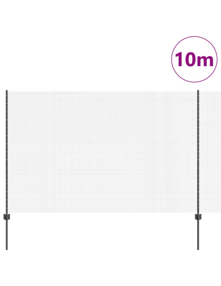 Recinzione in Rete Saldato  con 10 Post U Grigio 1.6x10 m Acciaio