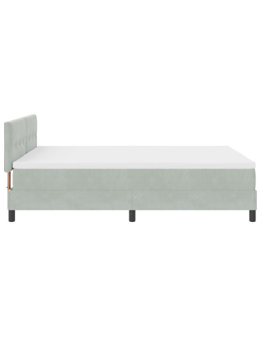 Letto a molle con materasso Grigio chiaro 160 x 200 cm Velluto