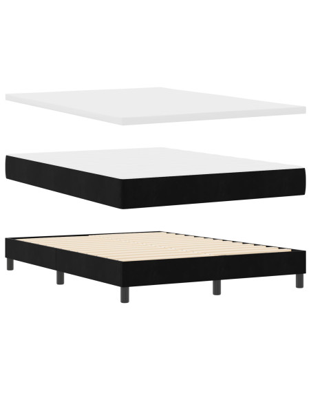 Letto Box Spring con Materasso Nero 160x200 cm Velluto