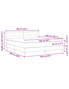Letto a molle con materasso Grigio scuro 160 x 200 cm Velluto 2
