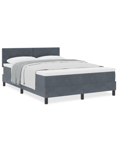 Letto a molle con materasso Grigio scuro 160 x 200 cm Velluto