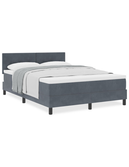 Letto a molle con materasso Grigio scuro 160 x 200 cm Velluto