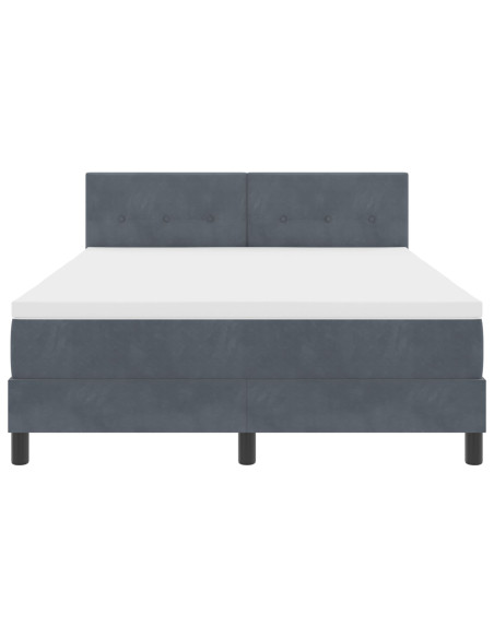 Letto con Box Spring e Materasso Grigio Scuro 160x200 cm in Velluto