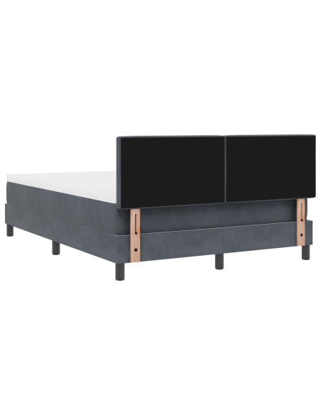 Letto con Box Spring e Materasso Grigio Scuro 160x200 cm in Velluto