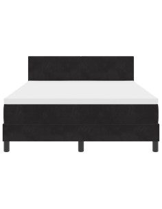 Letto a molle con materasso Nero 160 x 200 cm Velluto 2