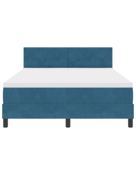 Letto Box Spring con Materasso Blu Scuro 160x200 cm Velluto