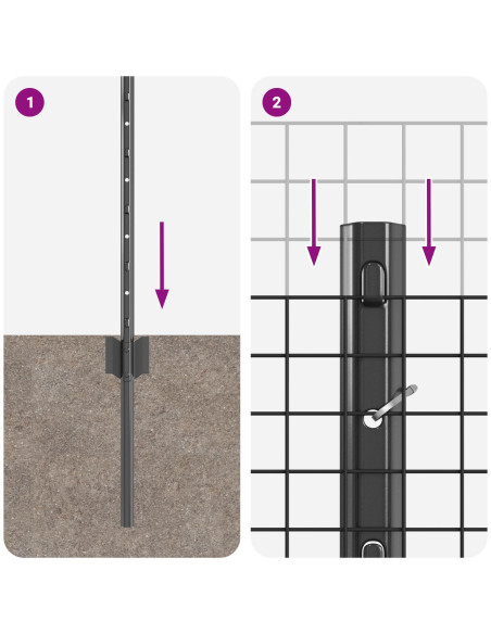 Recinzione in Rete Saldato  con 11 Pali U Grigio 0.4x25 m Acciaio