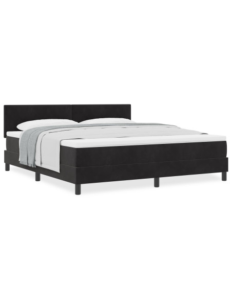 Letto a Rete con Materasso Nero Super King in Velluto