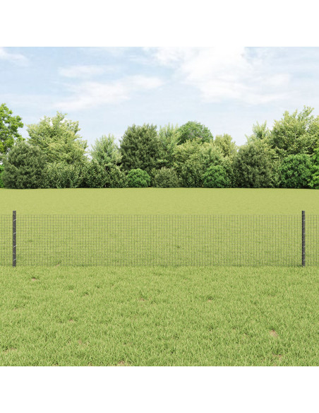 Recinzione in Rete Saldato  con 11 Pali U Grigio 0.4x25 m Acciaio