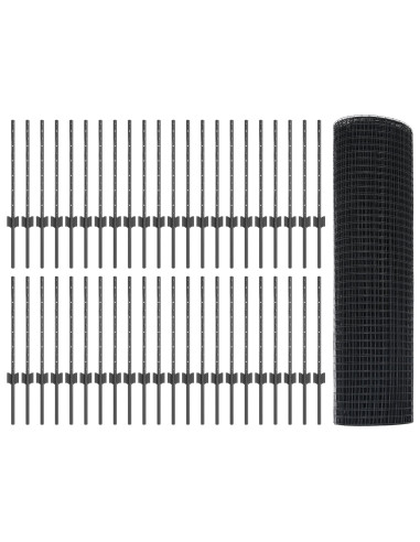 Recinzione con Posto Grigio 0,6 x 100 m Acciaio e PVC