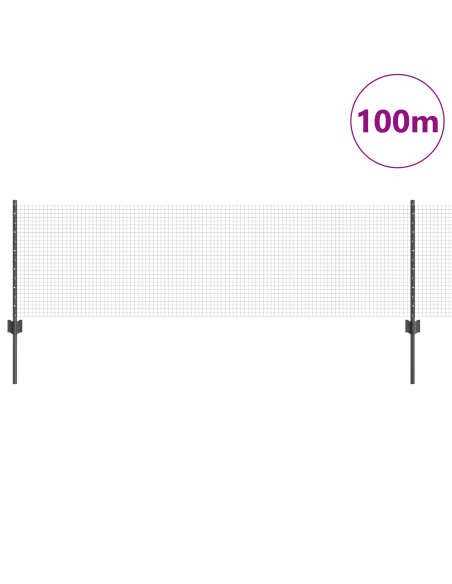 Recinzione in Filo Saldato  con 44 Post U Grigi 0.6x100 m Acciaio