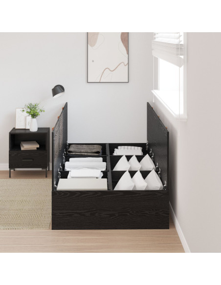 Struttura letto con contenitore Rovere Nero 90 x 190 cm