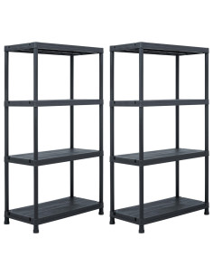 Scaffali 2 pz 60x30x138 cm Nero in Plastica 2