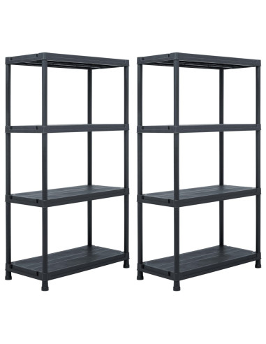 Scaffali 2 pz 60x30x138 cm Nero in Plastica