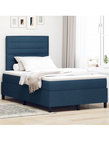 Letto con Box Spring e Materasso & LED Blu 120x200 cm Tessuto