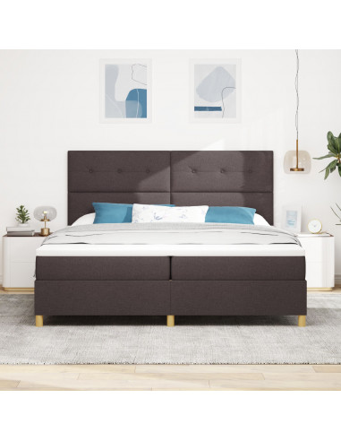 Letto con Box Spring  Marrone Scuro 200x200 cm Tessuto