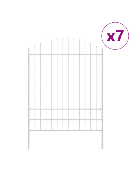 Recinzione da Giardino  con Parte Superiore ad Arco Bianca 11,9x2 m in Acciaio