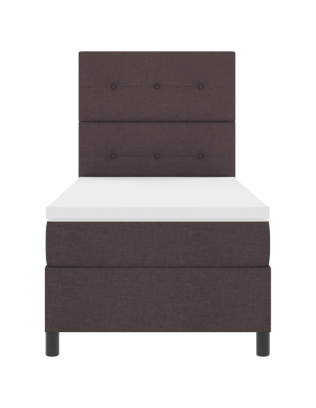 Letto con Box Spring  e Materasso Marrone Scuro 100x200 cm Tessuto