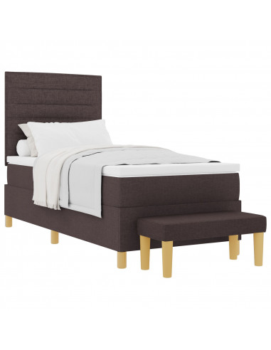 Letto a molle  con Materasso & Panca Marrone Scuro 100x200 cm Tessuto