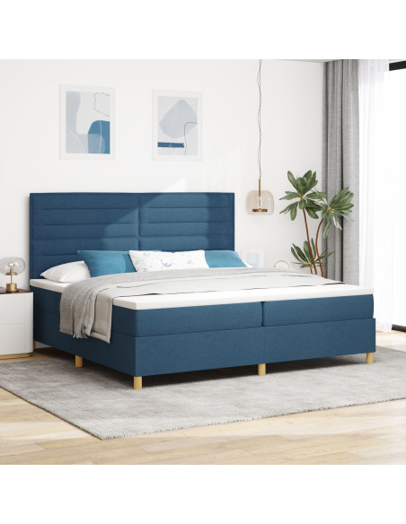 Letto a molla con materasso & LED Blu 200x200 cm Tessuto
