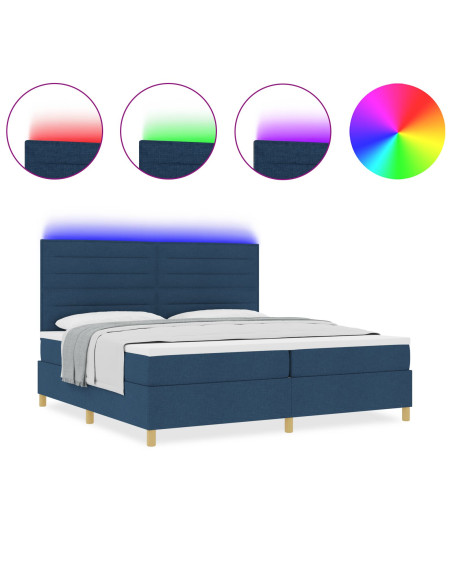 Letto a molla con materasso & LED Blu 200x200 cm Tessuto