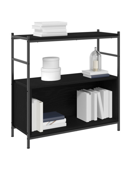 Mobile Libreria  Nero Rovere 80x30x78,5 cm Legno Ingegnerizzato