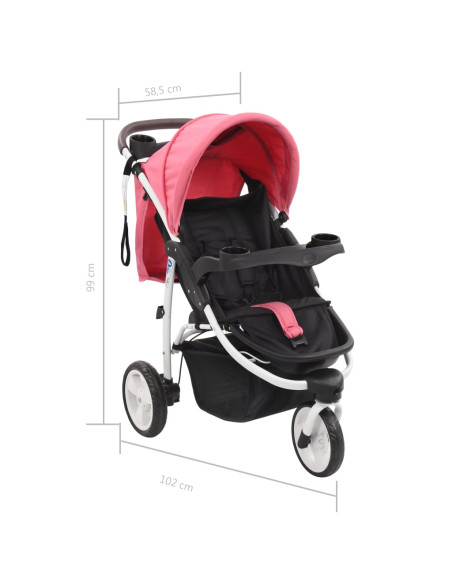 Passeggino a 3 Ruote Rosa e Nero