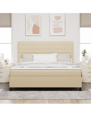 Letto a Molle con Materasso e Luce LED Crema 180x200 cm Tessuto