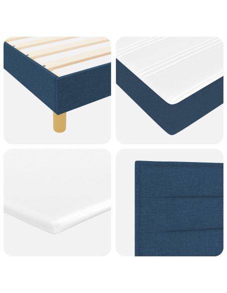 Letto con Rete a Molle e Materasso Blu 120x200 cm Tessuto