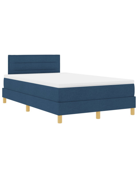 Letto con Rete a Molle e Materasso Blu 120x200 cm Tessuto