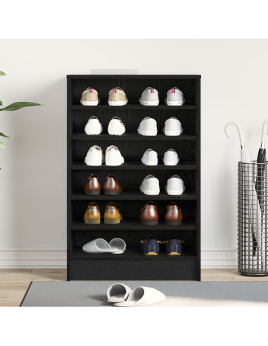 Mobile per scarpe Rovere Nero 60 x 35 x 92 cm Legno multistrato