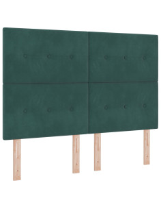 Letto a molle con testiera Verde Scuro 140 x 190 cm Velluto