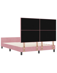 Letto a molle con testiera Rosa 140 x 190 cm Velluto